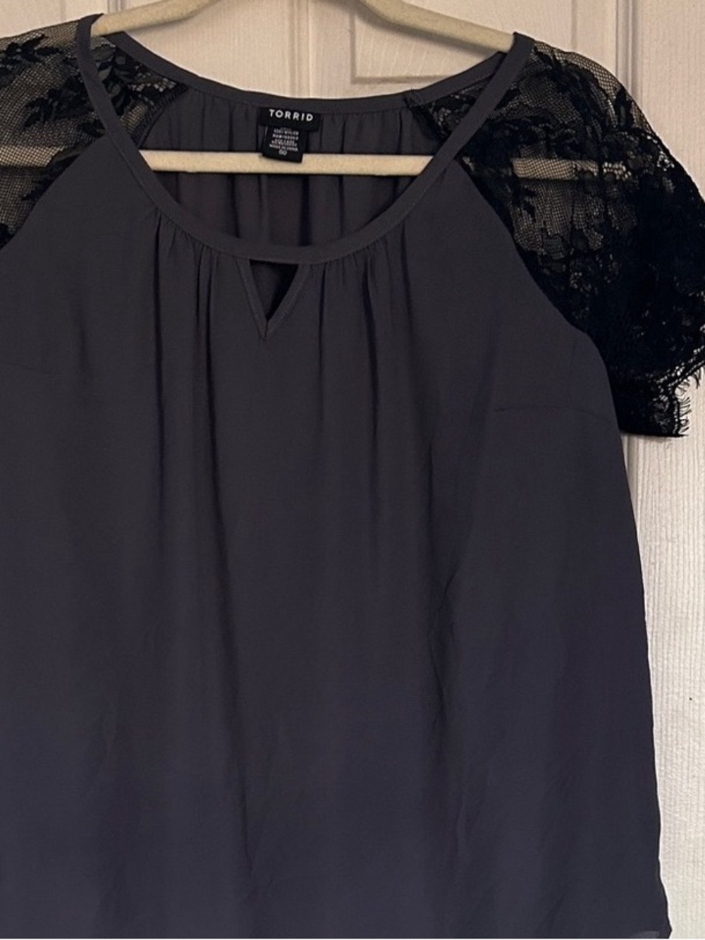 torrid Charcoal Black Lace Sleeve Blouse